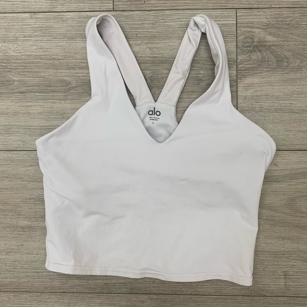 ALO Yoga White V-Neck Top- Worn only a few times !